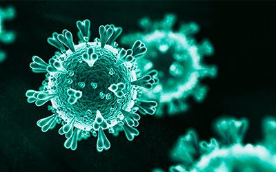 coronavirus under a microscope